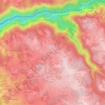 Topografische kaart Fontebinieyre, hoogte, reliëf