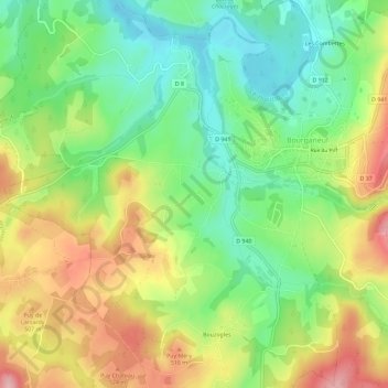 Topografische kaart La Régeasse, hoogte, reliëf
