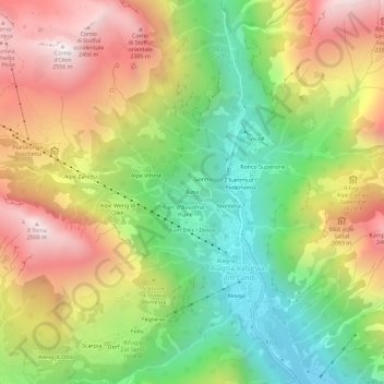 Topografische kaart Rusa, hoogte, reliëf