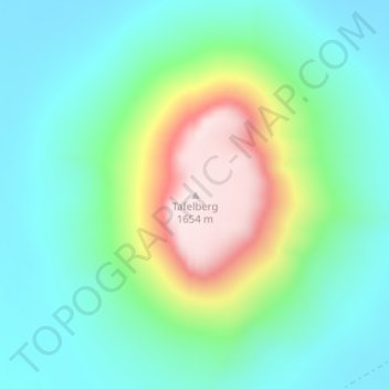 Topografische kaart Tafelberg, hoogte, reliëf