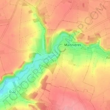 Topografische kaart Visse, hoogte, reliëf