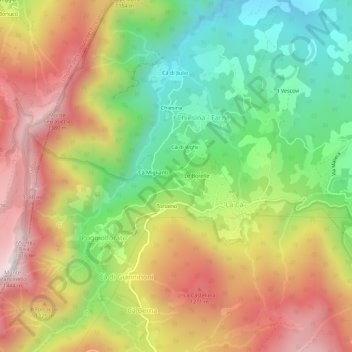 Topografische kaart Cà Tonelli, hoogte, reliëf