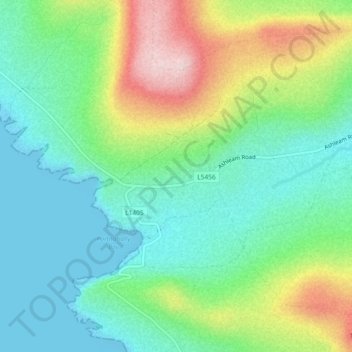 Topografische kaart Ashleam, hoogte, reliëf