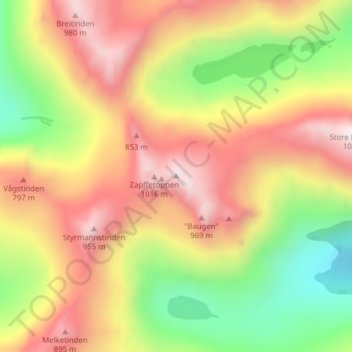 Topografische kaart "Lanterna", hoogte, reliëf