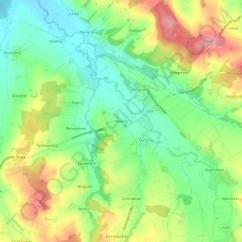 Topografische kaart Mairing, hoogte, reliëf