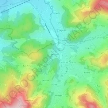Topografische kaart Marimont, hoogte, reliëf