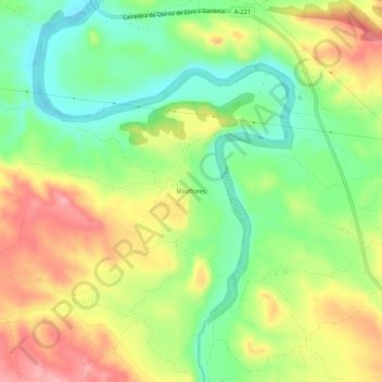 Topografische kaart Miraflores, hoogte, reliëf