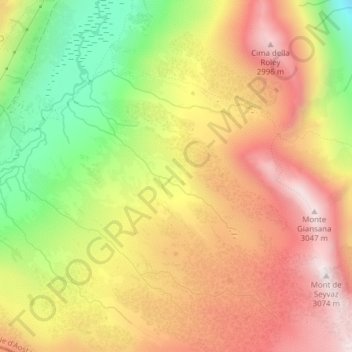 Topografische kaart Alpi Graie, hoogte, reliëf