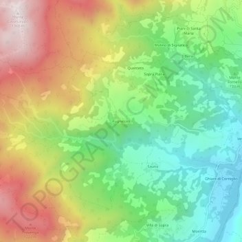 Topografische kaart Pugnetolo, hoogte, reliëf