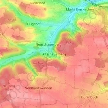 Topografische kaart Altschauerberg, hoogte, reliëf