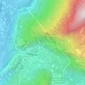 Topografische kaart Vignolo, hoogte, reliëf