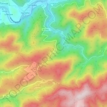 Topografische kaart Le Sahuc, hoogte, reliëf