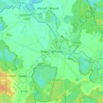 Topografische kaart Milkel, hoogte, reliëf