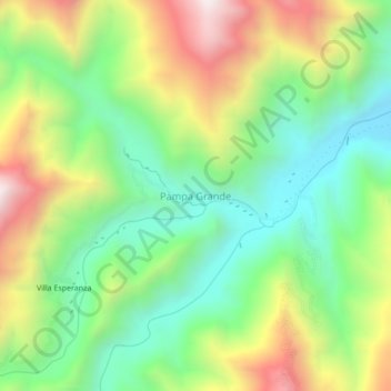 Topografische kaart Pampa Grande, hoogte, reliëf