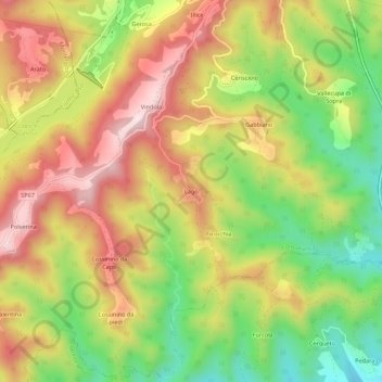 Topografische kaart Lago, hoogte, reliëf