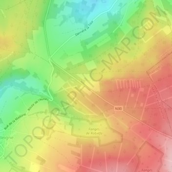 Topografische kaart Belle-Haie, hoogte, reliëf