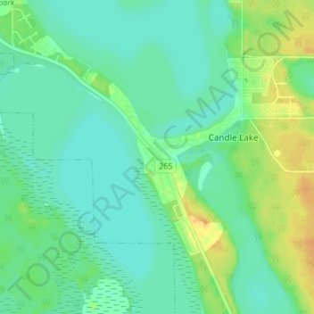 Topografische kaart Candle Lake, hoogte, reliëf