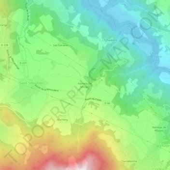 Topografische kaart Hameau de Morgea, hoogte, reliëf