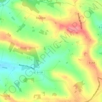 Topografische kaart Sous Marin, hoogte, reliëf