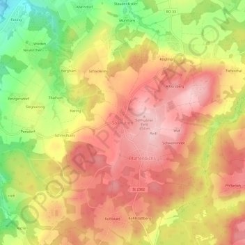 Topografische kaart Söllhuben, hoogte, reliëf