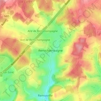 Topografische kaart Remichampagne, hoogte, reliëf