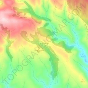 Topografische kaart Santa Cruz de Abranes, hoogte, reliëf