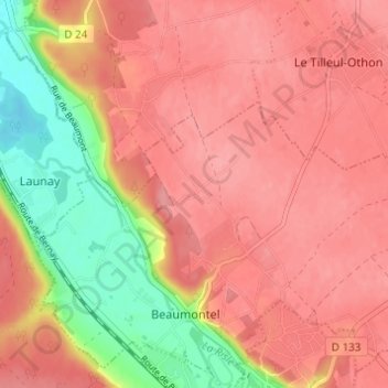 Topografische kaart Le Bosc Anglier, hoogte, reliëf