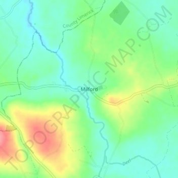 Topografische kaart Milford, hoogte, reliëf