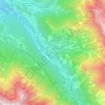 Topografische kaart Trinità, hoogte, reliëf