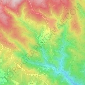 Topografische kaart Sevivas, hoogte, reliëf