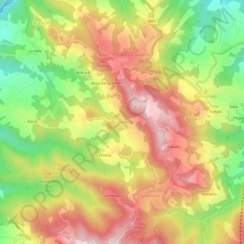 Topografische kaart Anconella, hoogte, reliëf