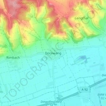 Topografische kaart Dornwang, hoogte, reliëf