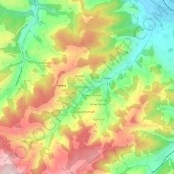 Topografische kaart Biembach, hoogte, reliëf