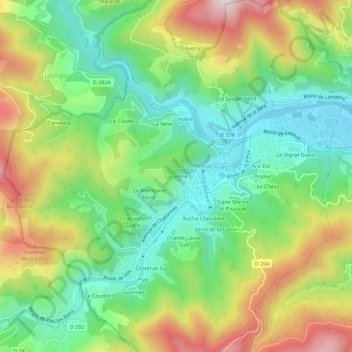 Topografische kaart La Glorie, hoogte, reliëf