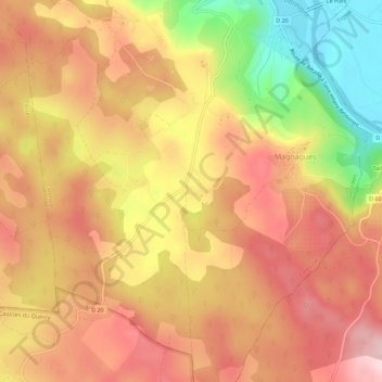 Topografische kaart Broche, hoogte, reliëf
