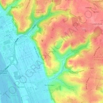 Topografische kaart Manière, hoogte, reliëf