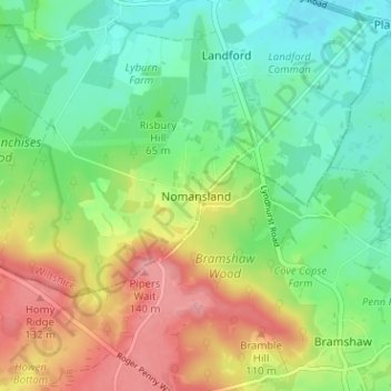 Topografische kaart Nomansland, hoogte, reliëf