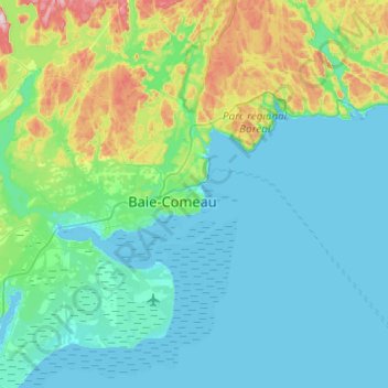 Topografische kaart Baie-Comeau, hoogte, reliëf