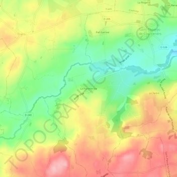 Topografische kaart La Pommeraie, hoogte, reliëf