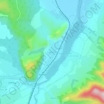 Topografische kaart Subcetate, hoogte, reliëf