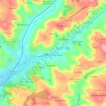 Topografische kaart Bellile, hoogte, reliëf