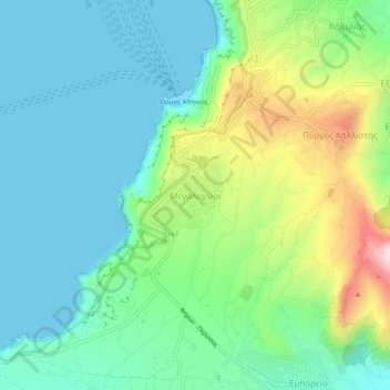 Topografische kaart Megalochori, hoogte, reliëf