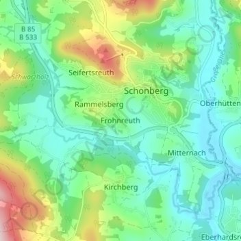 Topografische kaart Frohnreuth, hoogte, reliëf