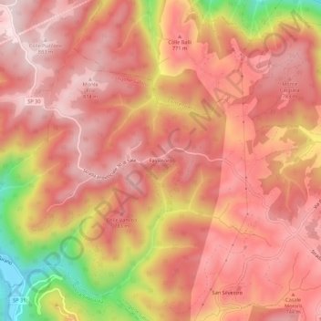 Topografische kaart Fassinoro, hoogte, reliëf