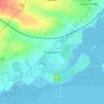 Topografische kaart Kingsnorth, hoogte, reliëf