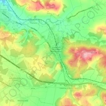 Topografische kaart Castellina Scalo, hoogte, reliëf