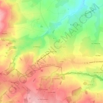 Topografische kaart Près du Bourg, hoogte, reliëf