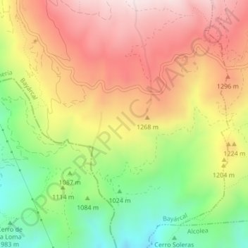 Topografische kaart Iniza Alta, hoogte, reliëf