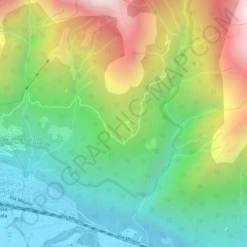 Topografische kaart Alpe Lut, hoogte, reliëf