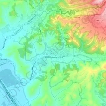 Topografische kaart Faella, hoogte, reliëf